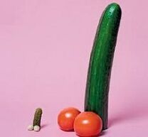 large and small penis size using vegetables as an example